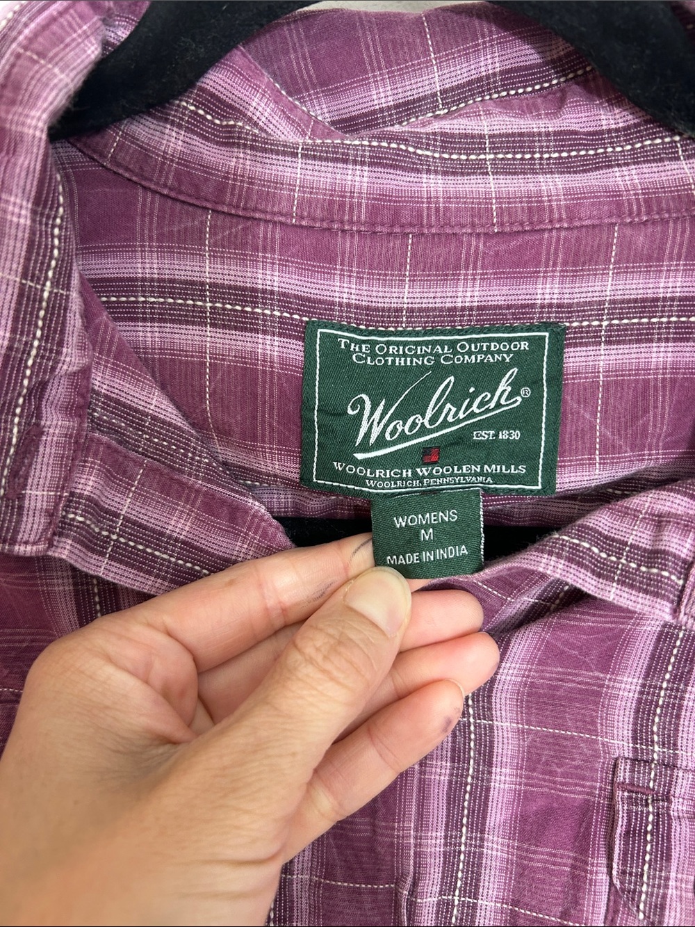 Vintage Woolrich Cotton Purple Plaid Button-Up Shirt size Medium 100% cotton - Picture 2 of 7